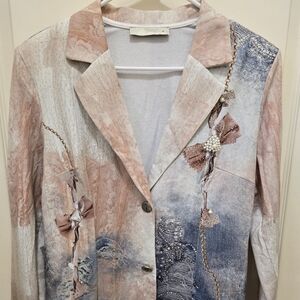 Vintage Women's Jacket with Floral Embellishments